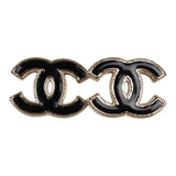 Chanel CC Stud Earrings Black Enamel and Gold Metal