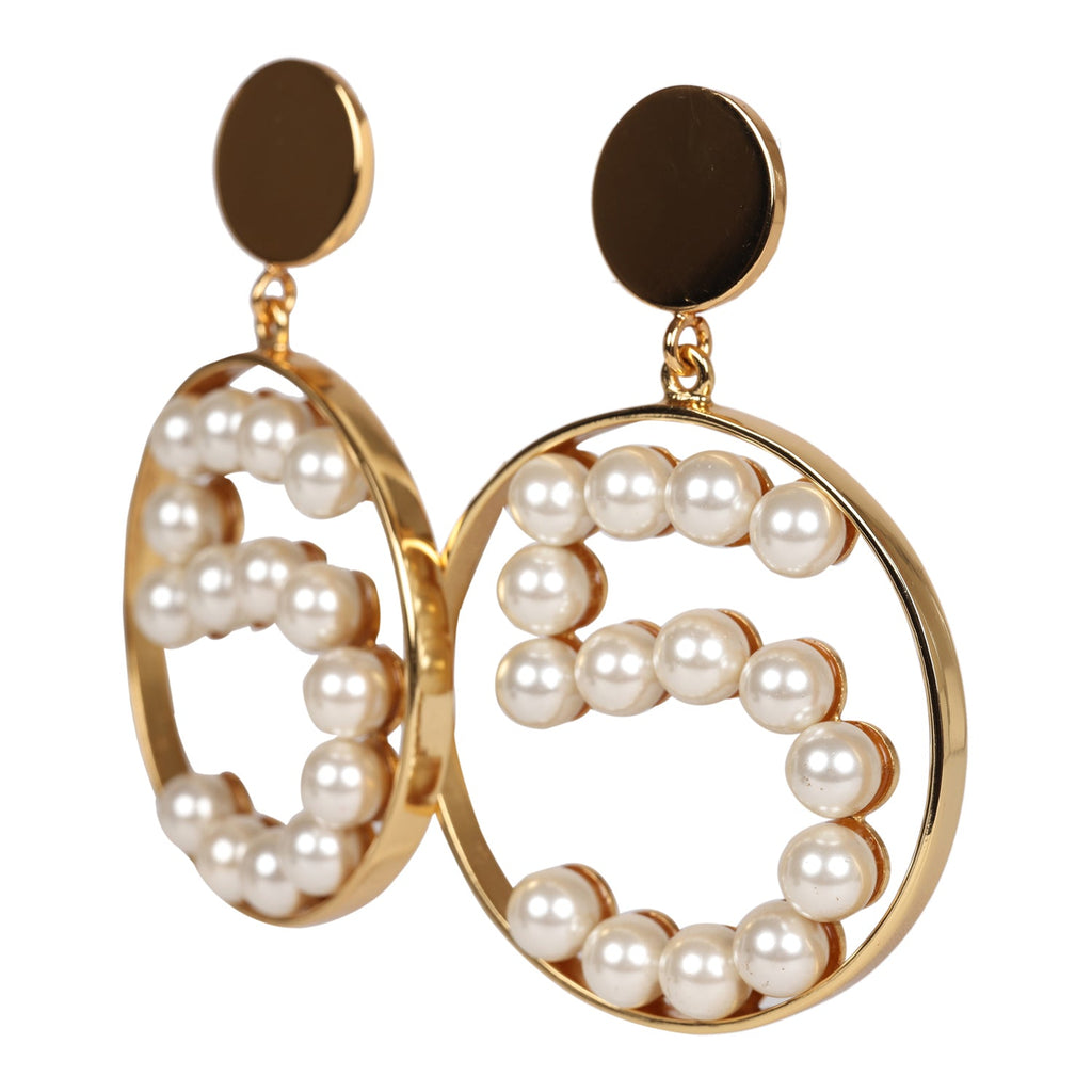 CHANEL Paris 1980's Gold Plated Pearl Round Earrings
