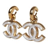 Chanel Dangle Pearl CC Earrings Faux Pearl & Gold Metal