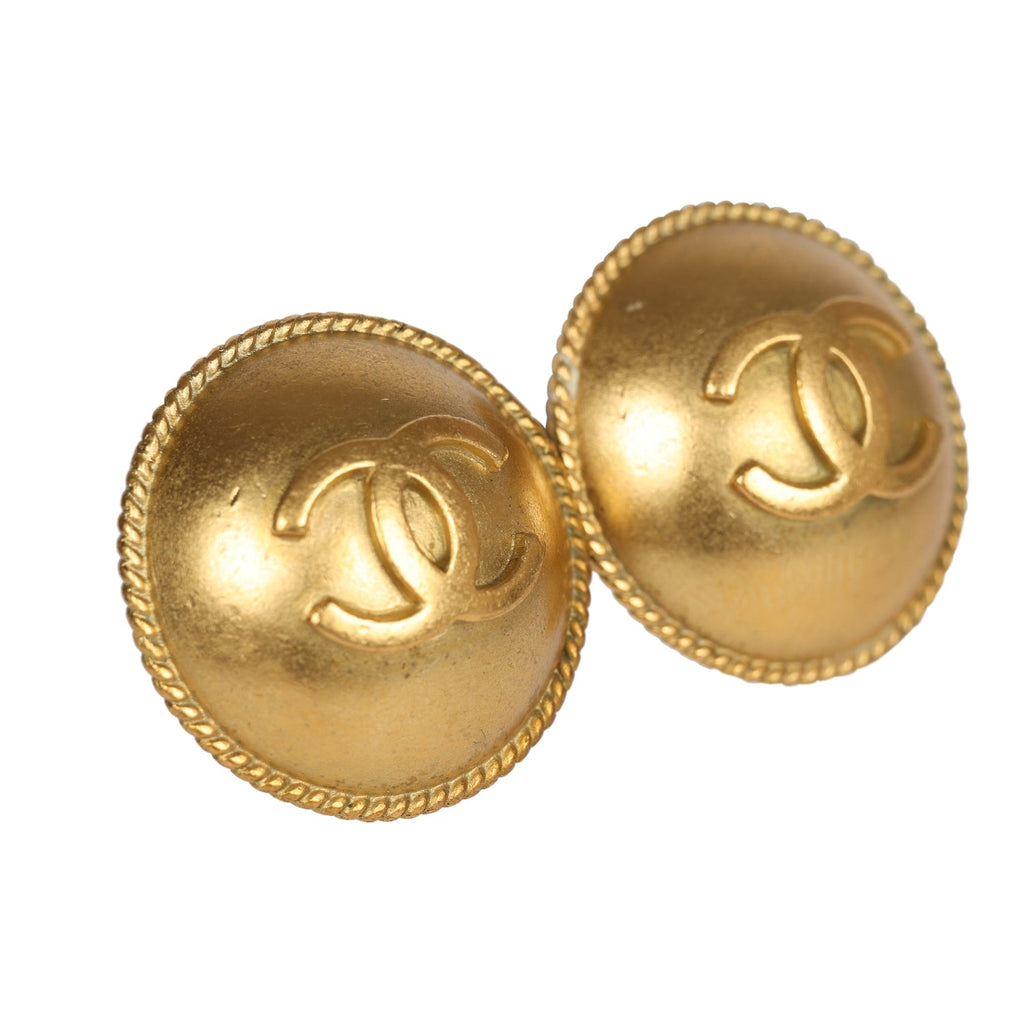 Vintage Chanel CC Logo Button Clip-On Earrings