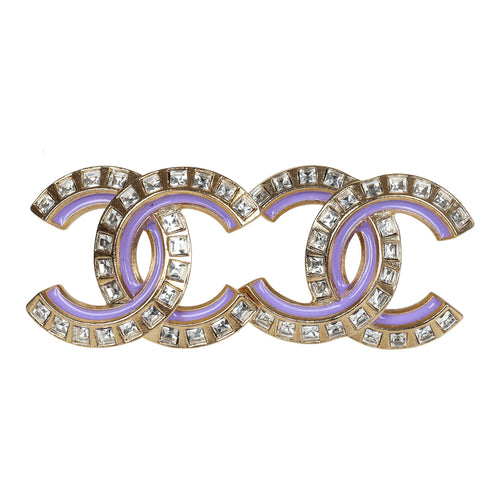 Chanel Gold and Crystal CC Stud Earrings