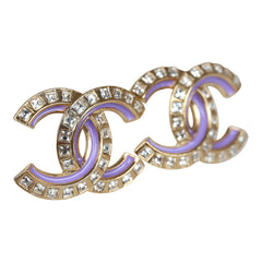 Chanel Gold and Crystal CC Stud Earrings
