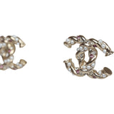 Chanel Twisted CC Light Pink and White Crystal and Pearl Earrings Gold Metal Hardware