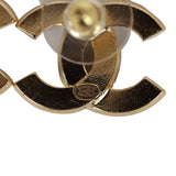 Chanel Crystal CC Stud Earrings Black Gold Metal/Enamel Hardware