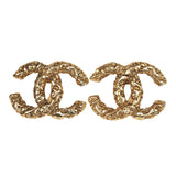 Vintage Chanel Florentine CC Earrings Gold Hardware