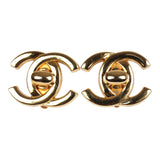 Vintage Chanel Large CC Turnlock Earrings Gold Hardware