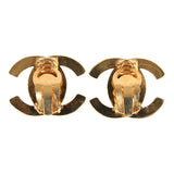 Vintage Chanel Large CC Turnlock Earrings Gold Hardware