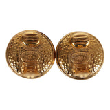 Vintage Chanel CC Round Pearl Earrings Gold Hardware
