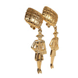 Vintage Chanel 24K Gold Plated Coco Mademoiselle Dangle Earrings