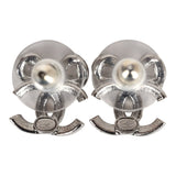 Chanel Mini Crystal Bow CC Stud Earrings Silver Hardware