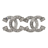 Chanel Small Crystal CC Stud Earrings Silver Hardware