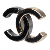 Pre-owned Chanel CC Two-Tone Stud Earrings Ruthenium & Light Gold Hardware