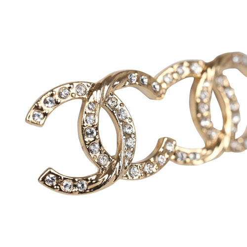 Chanel Small Crystal CC Stud Earrings Gold Hardware