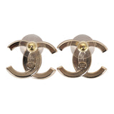 Chanel CC Crystal Stud Earrings Light Gold Hardware