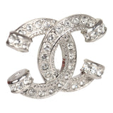 Chanel CC Crystal Stud Earrings Silver Hardware