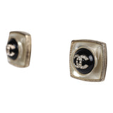 Chanel Crystal CC Square Pearl Stud Earrings Light Gold Hardware