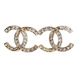 Chanel CC Crystal Stud Earrings Gold Hardware