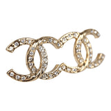 Chanel CC Crystal Stud Earrings Gold Hardware