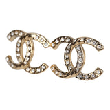 Chanel CC Crystal Stud Earrings Gold Hardware