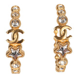 Chanel CC Crystal Hoop Earrings Gold Hardware