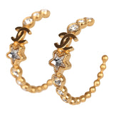 Chanel CC Crystal Hoop Earrings Gold Hardware