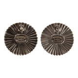 Chanel Small Round CC Button Earrings Black Enamel Light Gold Tone Metal