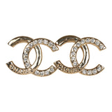 Chanel Crystal CC Stud Earrings Gold Tone Hardware