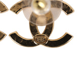 Chanel Crystal CC Stud Earrings Gold Tone Hardware