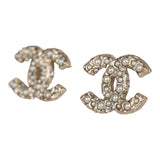 Chanel Small CC Pearl Studded Earrings Faux Pearls & Light Gold Tone Hardware