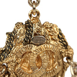 Pre-owned Chanel Lion Head Tassel Earrings Faux Pearl and Antique Gold Tone Hardware