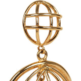Vintage Chanel CC Bird Cage Drop Clip-On Earrings Gold Plated Hardware - Thumbnail View 4