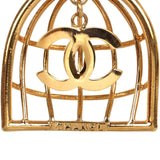 Vintage Chanel CC Bird Cage Drop Clip-On Earrings Gold Plated Hardware - Thumbnail View 3