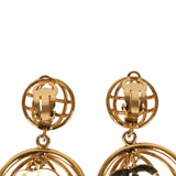 Vintage Chanel CC Bird Cage Drop Clip-On Earrings Gold Plated Hardware - Thumbnail View 6