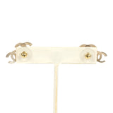 Chanel Double CC Crystal Stud Earrings Black Gold Tone Hardware