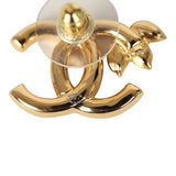 Chanel Crystal Floral CC Stud Earrings Gold Tone Hardware