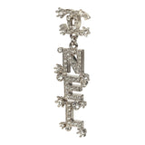 Chanel Crystal "CHA-NEL" Letter Drop Earrings Silver Tone Hardware