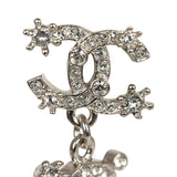 Chanel Crystal "CHA-NEL" Letter Drop Earrings Silver Tone Hardware