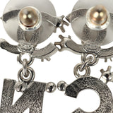 Chanel Crystal "CHA-NEL" Letter Drop Earrings Silver Tone Hardware