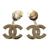 Chanel CC Dangle Earrings Black Enamel and Faux Pearl Light Gold Tone Hardware - Thumbnail View 4