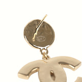 Chanel CC Dangle Earrings Black Enamel and Faux Pearl Light Gold Tone Hardware - Thumbnail View 5