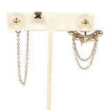 Chanel Crystal CC Dangle & Chain Link Ear Cuff Earrings Light Gold Tone Hardware