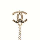 Chanel Crystal CC Dangle & Chain Link Ear Cuff Earrings Light Gold Tone Hardware