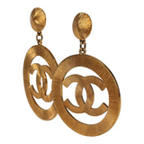 Vintage Chanel Large CC Sunburst Dangle Earrings Gold Plated Hardware - Thumbnail View 3
