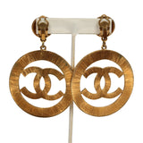 Vintage Chanel Large CC Sunburst Dangle Earrings Gold Plated Hardware - Thumbnail View 4