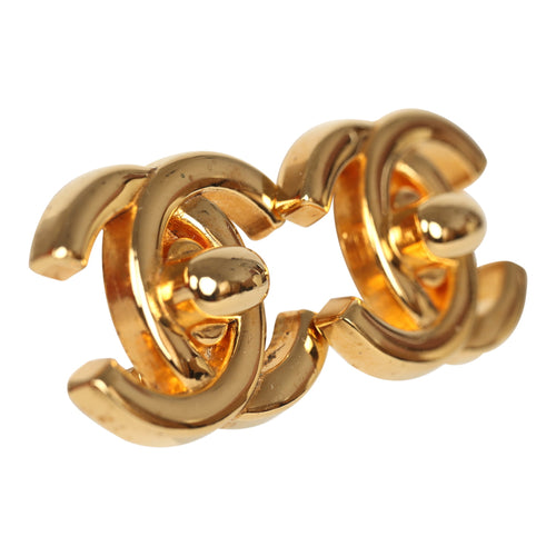 Vintage Chanel 24K Gold Plated Small CC Turnlock Earrings