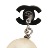 Pre-owned Chanel Small Crystal CC Pearl Drop Earrings Silver Tone Metal - Thumbnail View 5