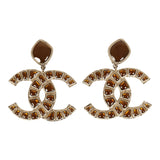Chanel Large "Along the Nile" Egypt CC Drop Dangle Clip on Earrings Gold Resin Light Gold - Thumbnail View 1