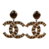 Chanel Large "Along the Nile" Egypt CC Drop Dangle Clip on Earrings Gold Resin Light Gold - Thumbnail View 2
