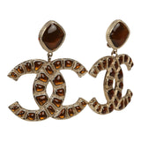 Chanel Large "Along the Nile" Egypt CC Drop Dangle Clip on Earrings Gold Resin Light Gold - Thumbnail View 3