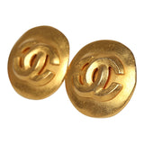 Vintage Chanel Small Round Hammered CC Earrings Gold Plated Hardware - Thumbnail View 3